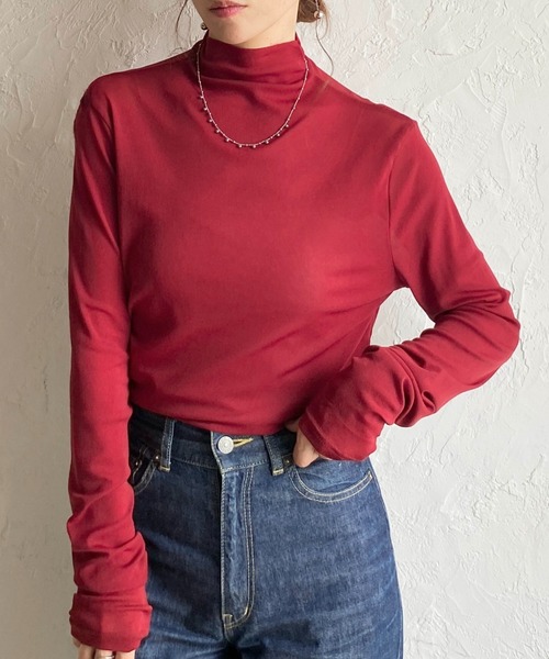 She's Closet tシャツ ハイネック長袖シアートップス/ロングTシャツ