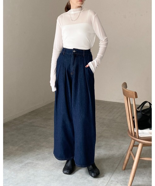She's Closet tシャツ ハイネック長袖シアートップス/ロングTシャツ