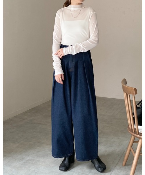 She's Closet tシャツ ハイネック長袖シアートップス/ロングTシャツ