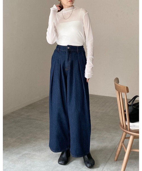 She's Closet tシャツ ハイネック長袖シアートップス/ロングTシャツ