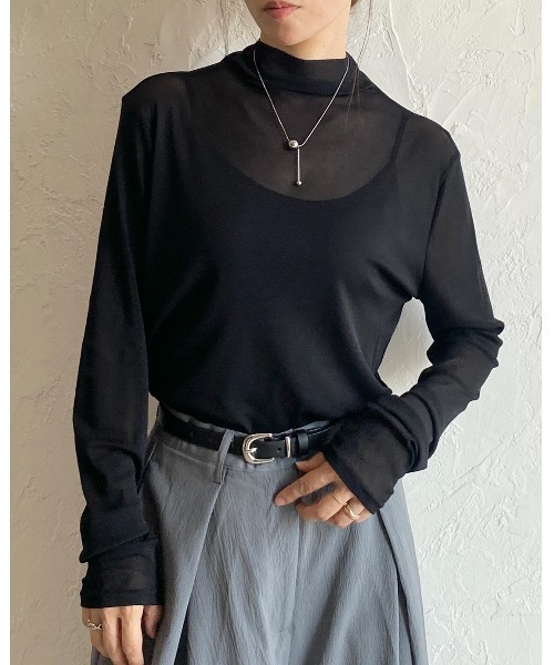 トップス SHE_IS rienda | サムホール付きウォッシャブルハイネック ニット トップス
