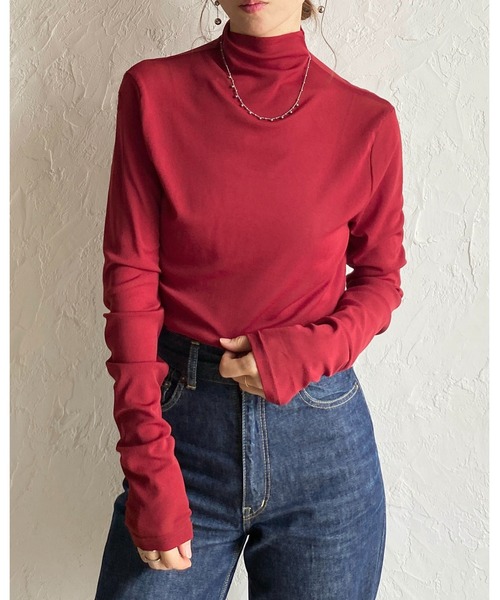 She's Closet tシャツ ハイネック長袖シアートップス/ロングTシャツ