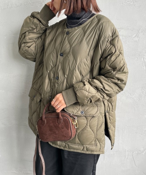 TAION ミリタリー クルーネック ダウンコート ソフトシェル オーバーサイズ TAION(タイオン)】〈ユニセックス〉ミリタリー オーバーサイズクルー