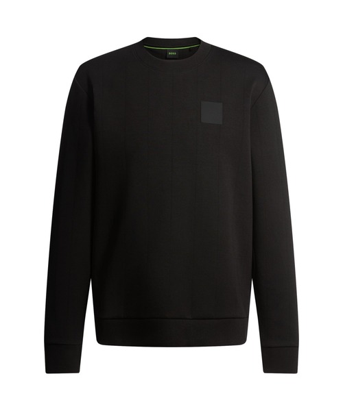 BOSS 長袖トレーナー HUGO BOSS (ヒューゴボス) セットアップ対応 ベロア ロゴ刺繍 クルー