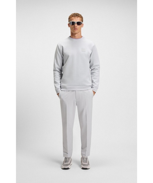 BOSS 長袖トレーナー HUGO BOSS (ヒューゴボス) セットアップ対応 ベロア ロゴ刺繍 クルー