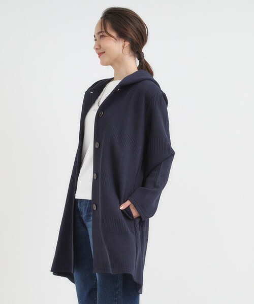 カーディガン レオナール コーディガン レディース ラインジャカード