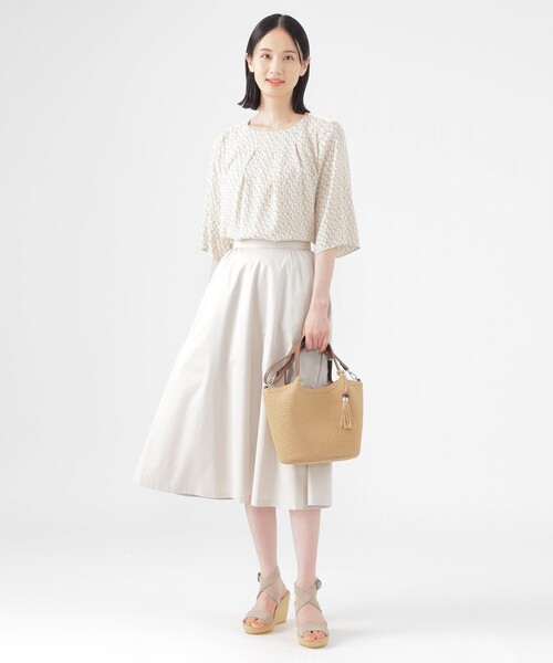 「TRANS WORK」 半袖ブラウス 40 ネイビー レディース_画像2