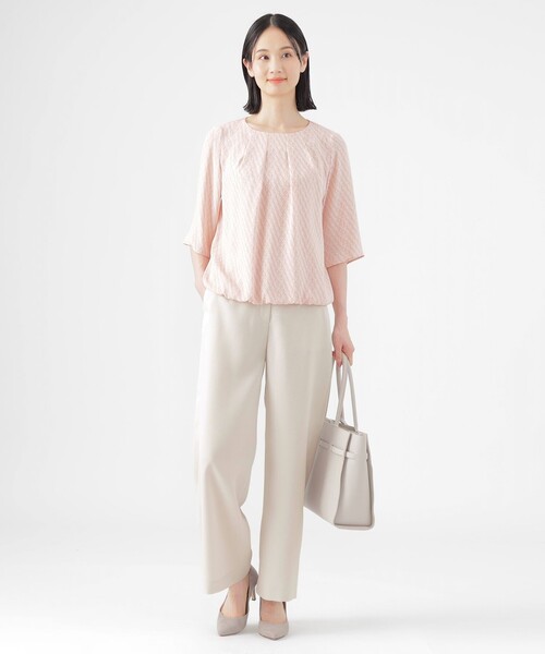 「TRANS WORK」 半袖ブラウス 40 ネイビー レディース_画像3