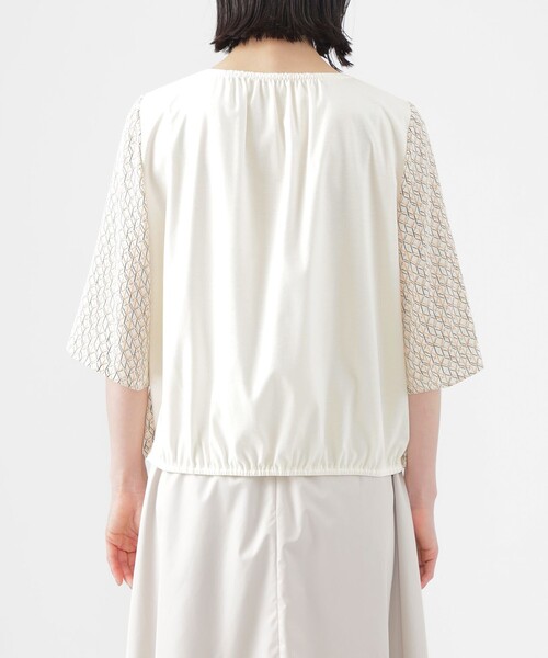 「TRANS WORK」 半袖ブラウス 40 ネイビー レディース_画像7