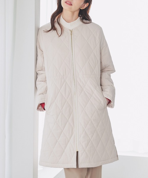 美品『リゼッタLisette』クラウス ノーカラーコート 総柄 キルティング GLACIER lusso（グラシアルッソ） ノーカラーコート コート