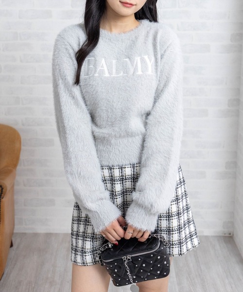 clear ニット セーター ロゴ刺繍フェザーニットトップス「大人
