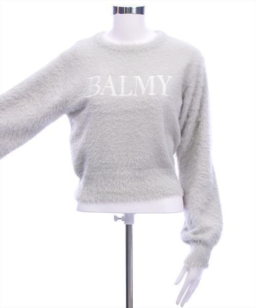 clear ニット セーター ロゴ刺繍フェザーニットトップス「大人