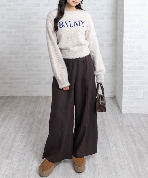 clear ニット セーター ロゴ刺繍フェザーニットトップス「大人