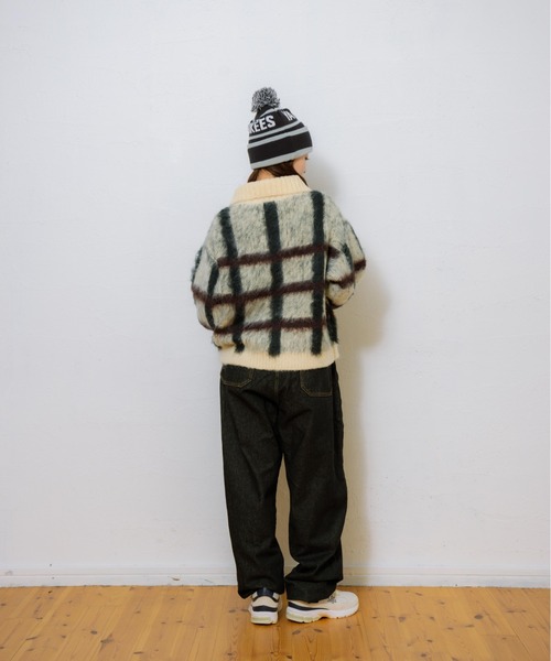 kaoyorinakami セーター ニット check half zip knit / チェックハーフ