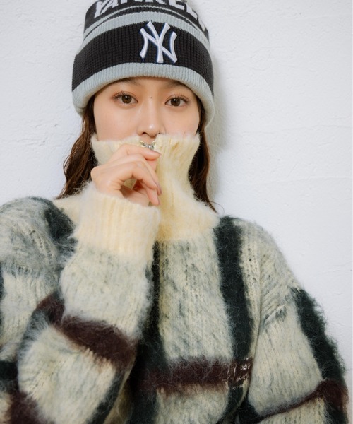 kaoyorinakami セーター ニット check half zip knit / チェックハーフ