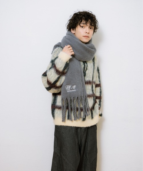 kaoyorinakami セーター ニット check half zip knit / チェックハーフ