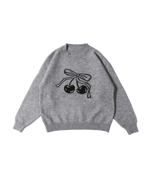 ニット セーター リボンチェリージャガードニット レディース