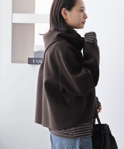 美品 フードコート リバーコート ハミルトンウール ショートコート L 最安値 JOURNAL STANDARD（ジャーナルスタンダード） コート アウター