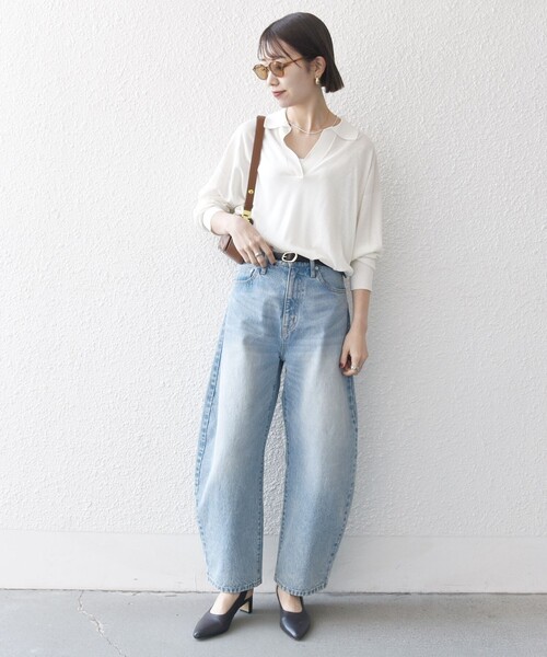 「SHIPS any」 長袖ニット ONE SIZE ネイビー レディース_画像2