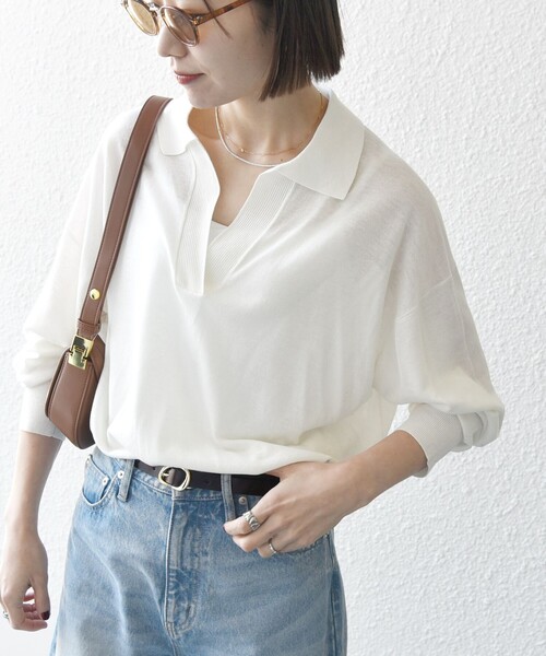 「SHIPS any」 長袖ニット ONE SIZE ネイビー レディース_画像4