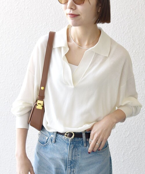 「SHIPS any」 長袖ニット ONE SIZE ネイビー レディース_画像5