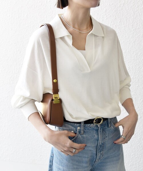 「SHIPS any」 長袖ニット ONE SIZE ネイビー レディース_画像9