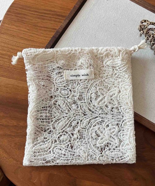 VIBGYOR バッグインバッグ ポーチ FReePLACe/レース 刺繍 ミニ 巾着