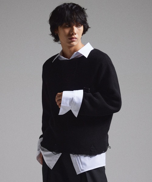 GRANCY セーター ニット 「GRANCY」Pierced Damage Knit / ピアス