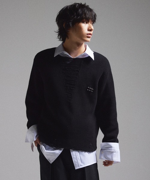 Grancy Pierced Damage Knit sサイズ GRANCY セーター ニット 「GRANCY」Pierced Damage Knit / ピアス