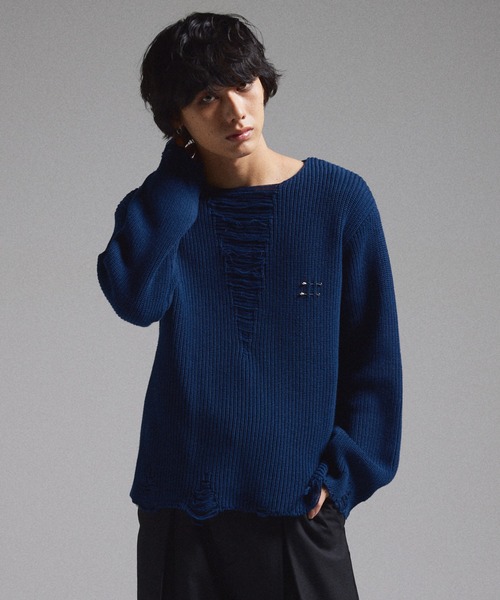 GRANCY セーター ニット 「GRANCY」Pierced Damage Knit / ピアス