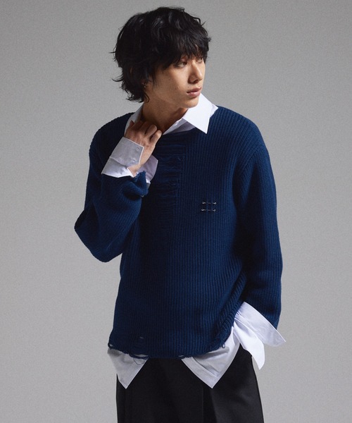 GRANCY セーター ニット 「GRANCY」Pierced Damage Knit / ピアス