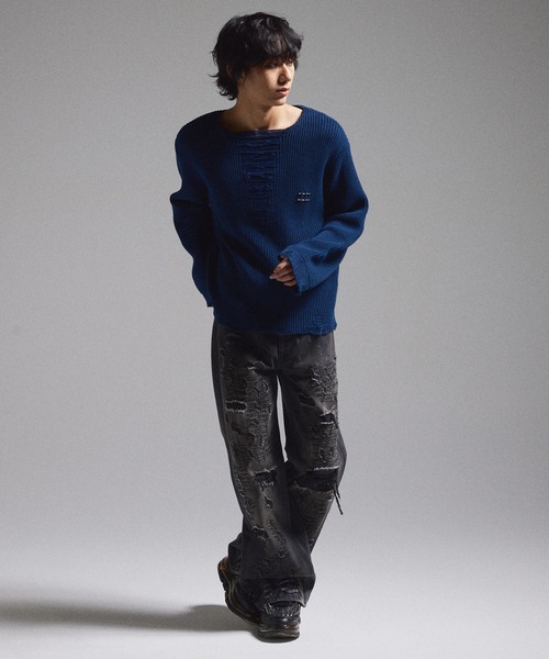 GRANCY セーター ニット 「GRANCY」Pierced Damage Knit / ピアス