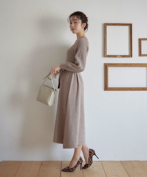 「Tiaclasse」 ニットワンピース 13号 パープル レディース_画像4