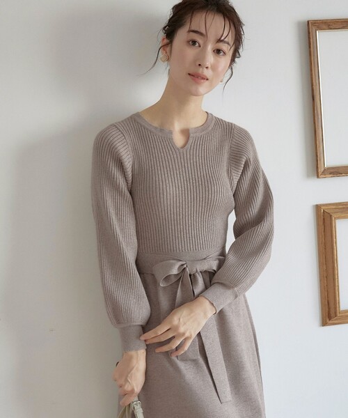 「Tiaclasse」 ニットワンピース 13号 パープル レディース_画像7