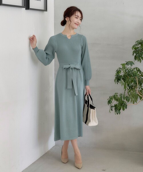 「Tiaclasse」 ニットワンピース 13号 パープル レディース_画像9