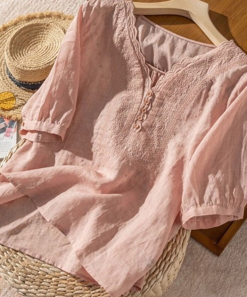 「CADBURY」 半袖ブラウス X-LARGE ホワイト レディース_画像2