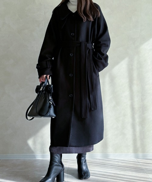 「Meiru」 ステンカラーコート SMALL チャコール レディース_画像3