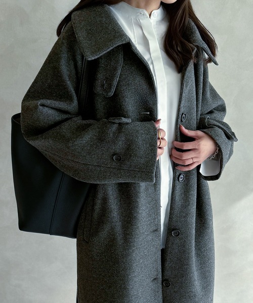 「Meiru」 ステンカラーコート SMALL チャコール レディース_画像9