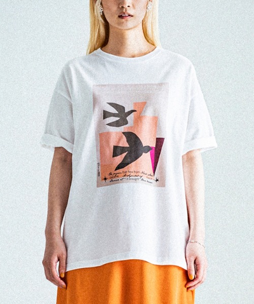 「OKIRAKU」 半袖Tシャツ FREE ホワイト レディース_画像5