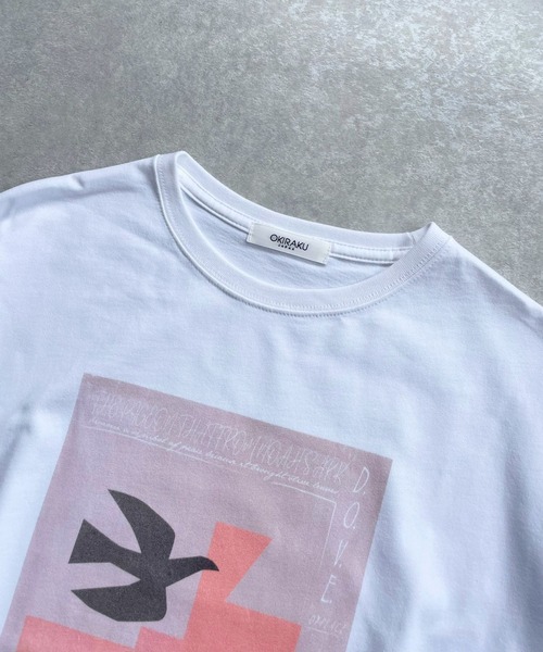 「OKIRAKU」 半袖Tシャツ FREE ホワイト レディース_画像8