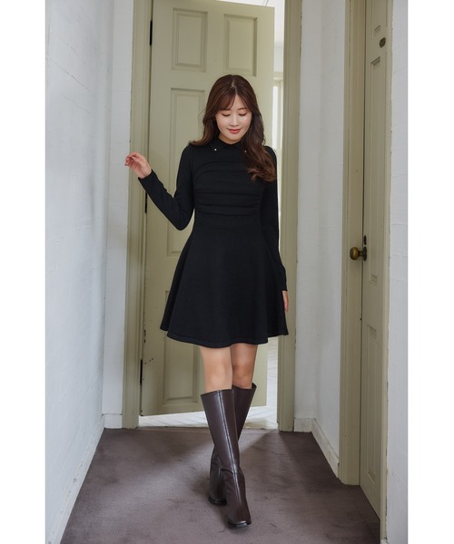 【最終価格】新品未使用 Her lip to 襟ワンピ M Her lip to ニットワンピース M ブラック レディース : ZOZOTOWN Yahoo