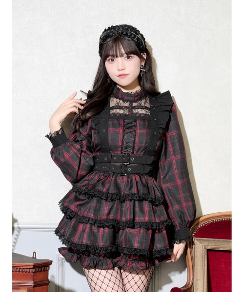 AD2020 20AW ベルトプリーツスカート ハーネス ワンピース 黒 Y2K NOEMIE（ノエミー） ワンピース ハーネスベルトティアードセットアップ