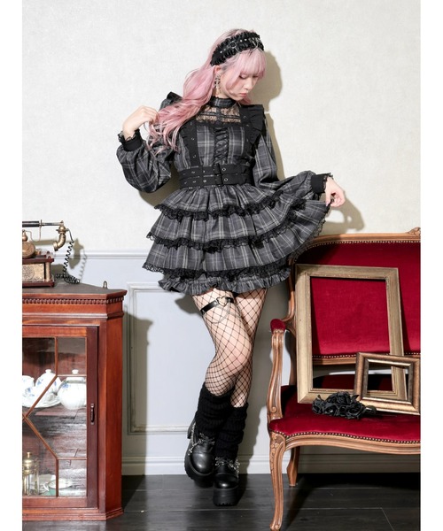 AD2020 20AW ベルトプリーツスカート ハーネス ワンピース 黒 Y2K ハーネスプリーツスカート 【BLACK】｜LISTEN FLAVOR(リッスン