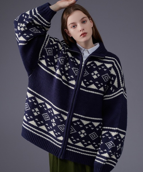 「ONCILY」 ニットカーディガン MEDIUM アイボリー メンズ_画像2