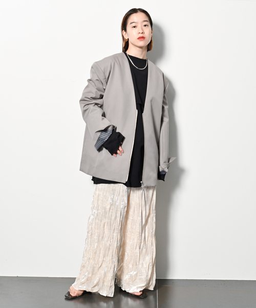 「CITYSHOP」 ノーカラージャケット FREE グレー レディース_2