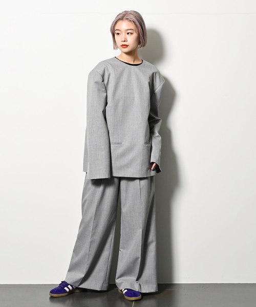 「CITYSHOP」 ノーカラージャケット FREE グレー レディース_3