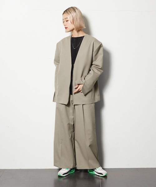 「CITYSHOP」 ノーカラージャケット FREE グレー レディース_6