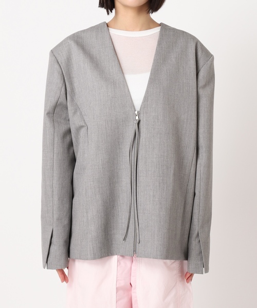 「CITYSHOP」 ノーカラージャケット FREE グレー レディース_9
