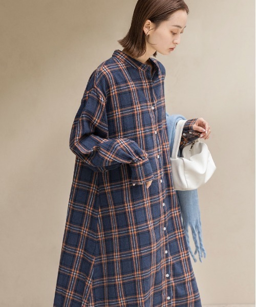 「ad thie」 長袖ワンピース LARGE ブルー レディース_画像5