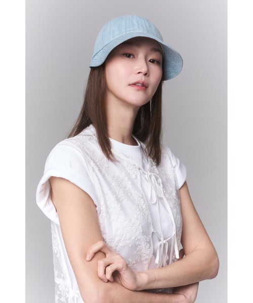 WHITE SANDS 帽子 ハット ウォッシャブルデニム 変形ボンネットハット